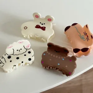 Süße Cartoon Tier Haarkralle Clips Acryl Haifisch Clips Katze Hase Hund Muster Mittel Haarkrallen Für Damen Mädchen Styling