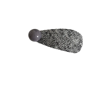 Barrette à cheveux minimaliste en tricot gris avec motif blanc et charm sphérique brillant