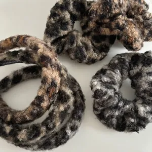 Leopard Print Lamb Wool Plush Headband Scrunchie For Women Autumn Winter Fashion Handmade Hair Accessories Hairband Head Hoop