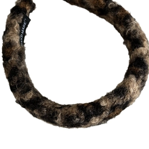 Thick leopard print faux fur headband for women with handmade inner woven label