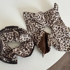 Leopard Print Hair Scrunchies For Women Oversized Fabric Hair Ties Large Elastic Ponytail Holder Fashion Hair Accessories