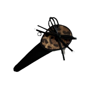 Leopard print hair clip with black bow and vintage metal hair accessory for women