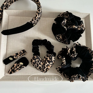 French Velvet Leopard Print Stitching Bow Hair Clip Fashion Scrunchie Headband For Women Hair Accessories Decorative Headpiece