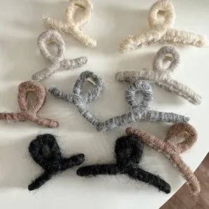 Lot de 8 pinces à cheveux en peluche de style français aux couleurs d'automne chaudes