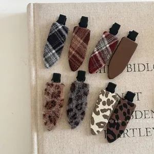 Barrettes à Cheveux en Tissu Imprimé Léopard Coréen Pinces à Bec de Canard Douces à Carreaux Couleur Unie Accessoires Cheveux