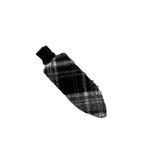 Barrette à cheveux élégante en tweed à carreaux noir et gris au style minimaliste chic
