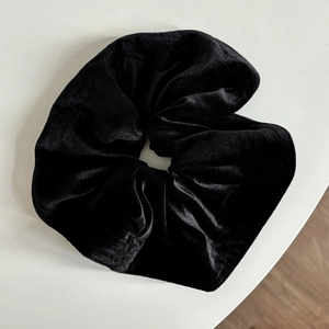 Classic French oversized black velvet scrunchie for women high ponytail accessory