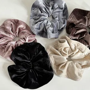 French Vintage Velvet Large Scrunchies Oversized Hair Ties Elastic Hair Bands For Women Fashion Handmade Soft Solid Color