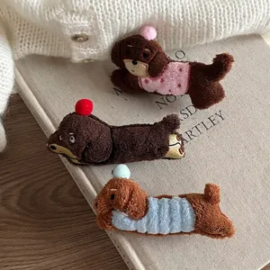 Barrettes à Cheveux en Peluche Chien Mignon de Style Coréen Faites Main Broderie Animale Pinces à Bec de Canard pour Femmes Filles Accessoires Cheveux Kawaii