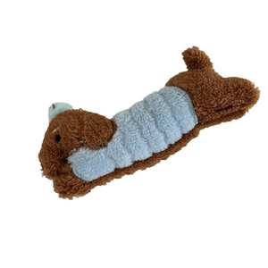 Barrette à cheveux chien en peluche marron style coréen avec rayures bleues pour femme