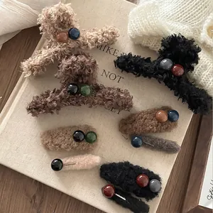 Collezione di Mollette per Capelli in Peluche alla Moda per Donna Pinza in Pelliccia Sintetica Ciondolo a Forma di Cuore