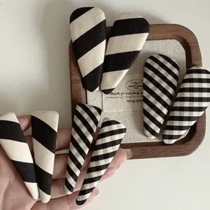Handmade Fabric Hair Clips For Women Korean Striped Checkered And Flocked BB Clips Geometric Water Drop Hairpins Daily Accessories