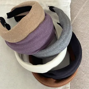 Serre-Tête Rembourré Mode Femme Couleur Unie Épaissi Design Haut Large en Tissu Polaire Accessoires Cheveux Lavage Visage