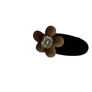 Beflockte Blumen-Haarspange mit Strassstein auf schwarzer Metallbasis für Damen