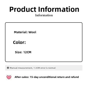 Detailed size specifications for the brown knitted ribbon hair bow with 12cm dimensions