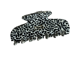 French classic acetate square hair claw clip with black and white stone pattern