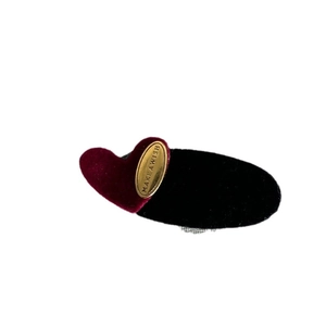 Elegant velvet heart hair clips in black and wine red with gold Make A Wish engraving