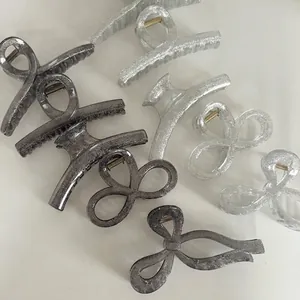 Elegant Fine Shimmer Acrylic Hair Claw Large Size Non-Slip Hair Accessory For Women Thick Hair Styling Lazy Style Clip
