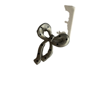 French vintage small bow hair claw with polka dots on dark grey acrylic shark clip