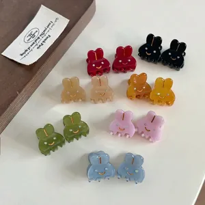 Lot de mini pinces à cheveux lapin en acétate avec strass en sept couleurs gelée