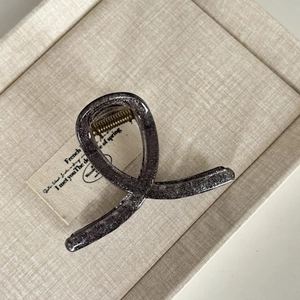 French style dark grey hair claw clip with silver glitter finish for thick hair