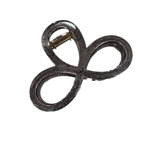 Sparkling dark grey large hair claw clip with silver glitter and gold metal spring