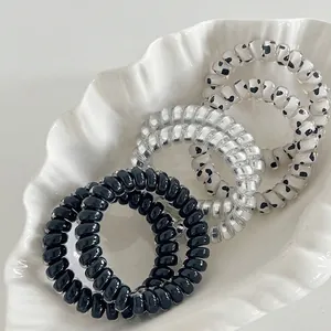 Lot d'élastiques à cheveux spirale noirs et à motifs cœurs pour accessoires de coiffure