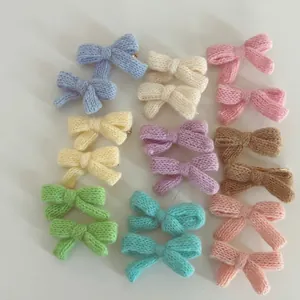 Handmade Crochet Woolen Bow Hair Clip Sweet Colorful Plush Side Clip For Women Fashion Dopamine Hair Accessories