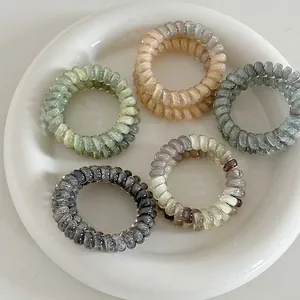 Minimalist Marble Pattern Gradient Telephone Wire Hair Ties For Women Seamless High Elastic Spiral Hair Rings Hair Accessories