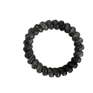 Elastic gray marble spiral telephone wire hair tie with high-stretch seamless design