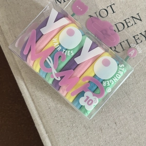 Set of 10 candy-colored elastic hair ties in a transparent storage box for women
