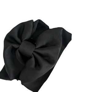 Large black satin double-layered bow hair claw clip for women elegant princess hairstyle