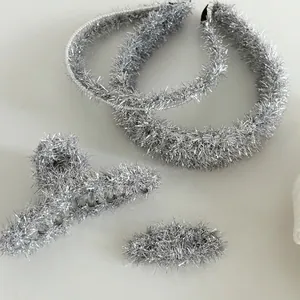 Ensemble d'Accessoires pour Cheveux en Fil Métallique Argent Fait Main Serre-Tête Élégant en Guirlande Bord en Künstliche Perles Pince à Cheveux Crabe Pince BB Décor de Cheveux Femme