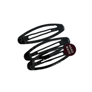 Lot de 3 barrettes clic-clac noires brillantes style thé au lait avec étiquettes