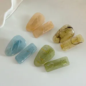 Barrettes à Cheveux en Acrylique Texture Marbre Mode Pinces à Bec de Canard Simples pour Femmes Filles Accessoires Cheveux