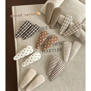 Handmade Fabric Wrapped Metal Hair Clips Vintage Stripe Checkered Polka Dot BB Side Clips For Women Girls Hair Accessories