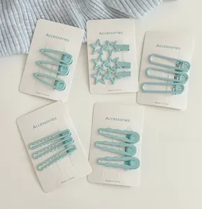 Détails de cinq ensembles de barrettes à cheveux en métal bleu menthe aux formes variées