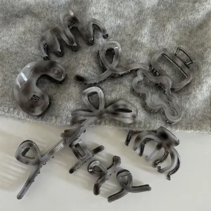 Marble Ink Wash Pattern Acetate Hair Claw Clip Irregular Elegant Shark Clip For Women Hair Styling Accessory