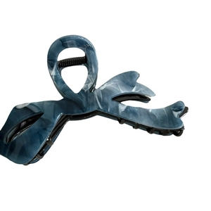 Gray marble pattern acetate bow hair claw clip with ink splash design for women