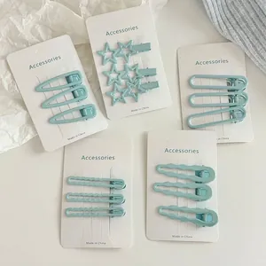 Douces Pinces à Cheveux Bec de Canard Géométriques en Alliage de Métal Bleu Menthe Vert Forme Goutte d'Eau pour Femmes Filles