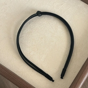Minimalist double-strand knotted black PU leather headband for women everyday style
