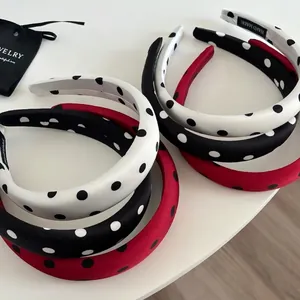 French Style Satin Polka Dot Puffy Headband For Women Retro Thickened Hair Hoop For Daily Commute Fashion Hair Accessories