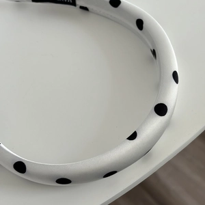 French style polka dot satin padded headband for women with soft retro voluminous design
