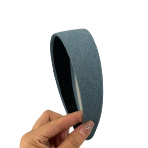Handheld vintage blue denim wide-brimmed headband with non-slip lining for women