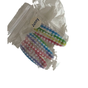 Three-piece colorful plaid wavy edge BB hair clips set for women and students