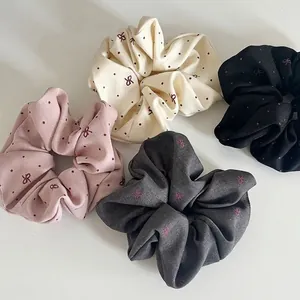 Women's Vintage Fabric Scrunchies Polka Dot And Bow Print Large Hair Ties Fashion Elegant Hair Accessories For Daily Dating