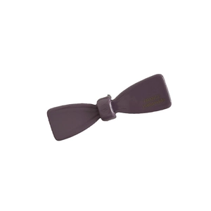 Glossy purple bow hair clip made of acetate board with handcrafted gold lettering