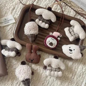 Handmade Plush Cake Animal Hair Clips Necklaces For Kids Girls Cute Sherpa Fabric Cloud Rabbit Hair Accessories For Daily Party