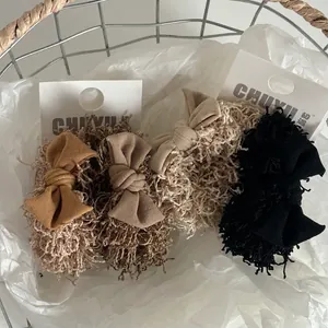 Ensemble d'Élastiques Cheveux Peluche avec Nœud Fait Main en Fil de Laine Scrunchies Élégants pour Queue de Cheval Femme Accessoires