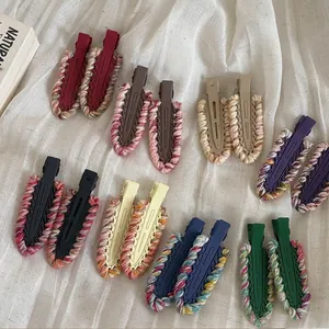 Sweet Woolen Yarn Wrapped Metal Duckbill Hair Clips For Women Non-Marking Side Fringe Clips Handmade Hair Accessories